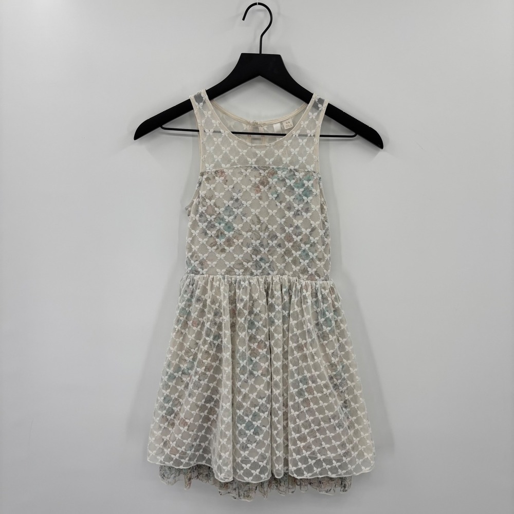 Disney Cinderella Dress Kids 7/8 White Butterfly Mesh Floral Party Fairycore